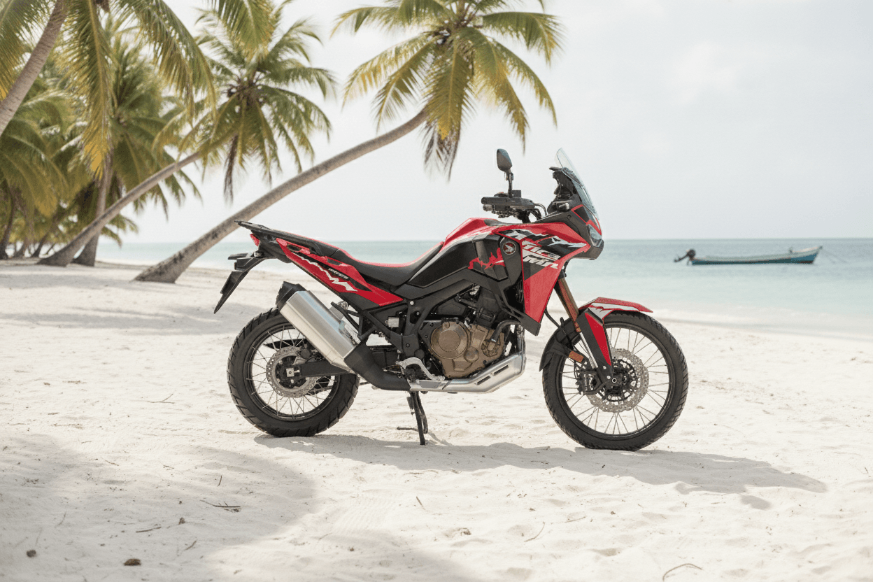 Honda CRF1100 Africa Twin, escena lifestyle (playa)