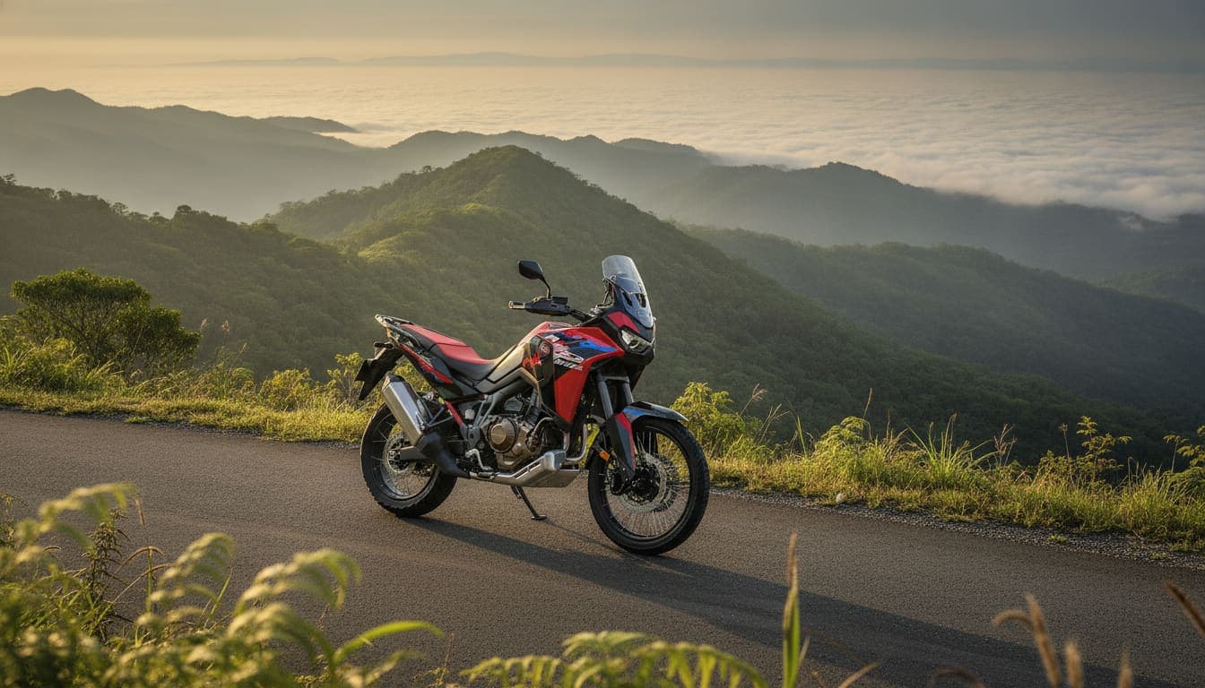 Honda CRF1100 Africa Twin en una carretera de montaña panameña